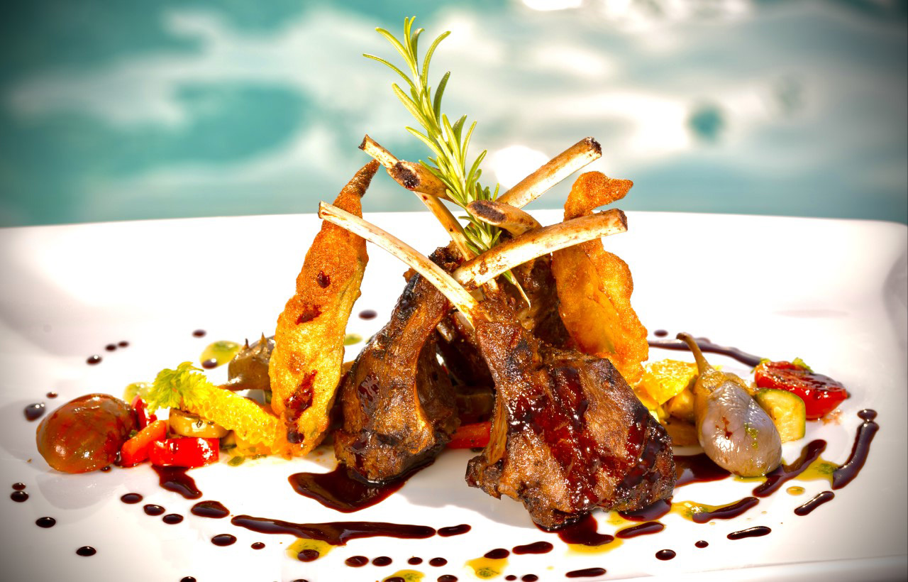 Grilled rack of lamb, ratatouille with green olives - NIKOS PATSIORAS